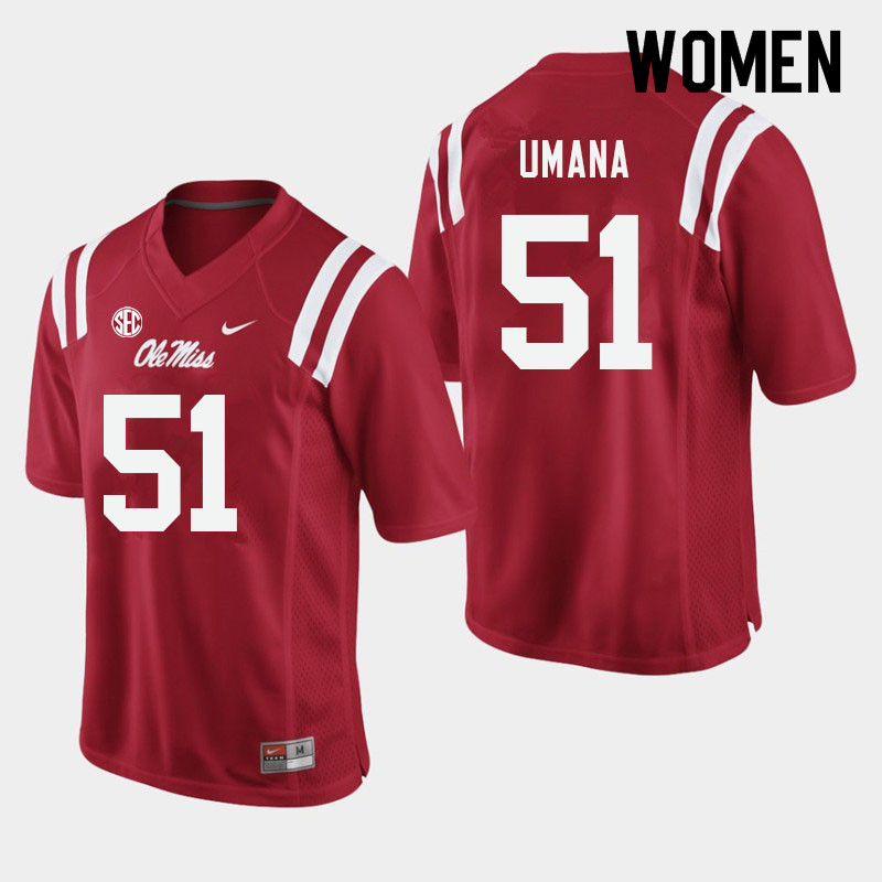 Orlando Umana Ole Miss Rebels NCAA Women's Red #51 Stitched Limited College Football Jersey LKV6658NQ